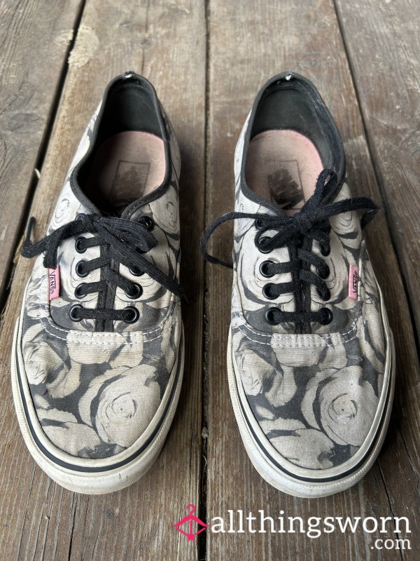 Well Loved Vans With Rose Pattern