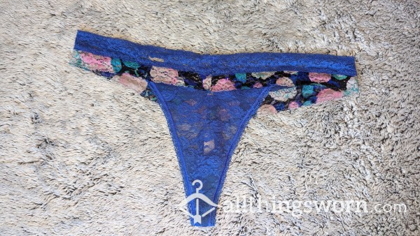 Well Loved & Very Well Worn Blue Flor*l Panties