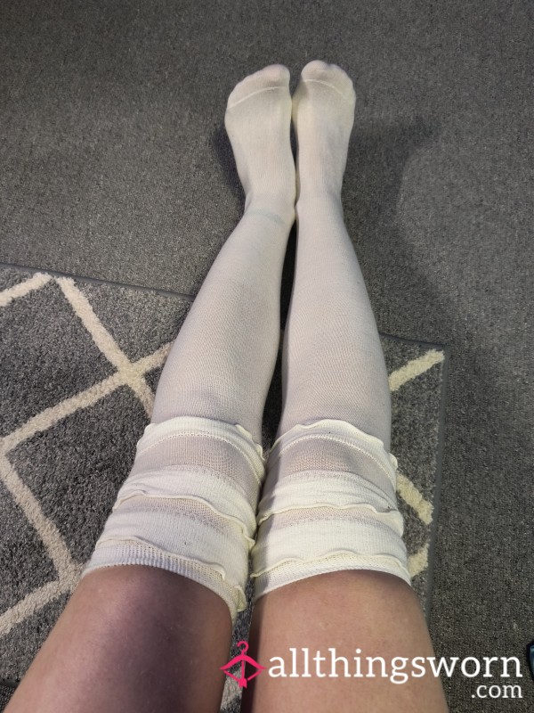 Well Loved White Thigh High Boot Socks