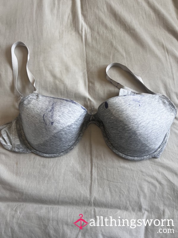 Well Loved Worn Grey Bra 38DD | Sweat & Blue Hair Dye