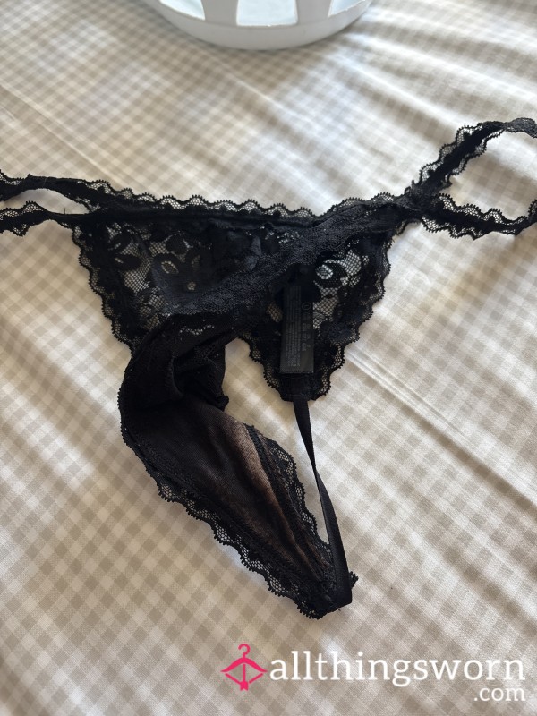 Well Used Black Lace Thong.