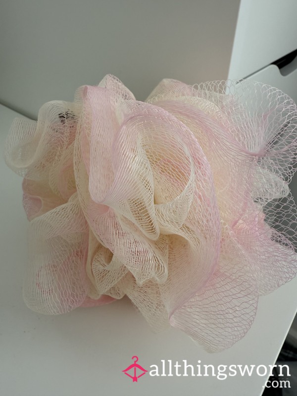 Well Used Pink Shower Scrubbie