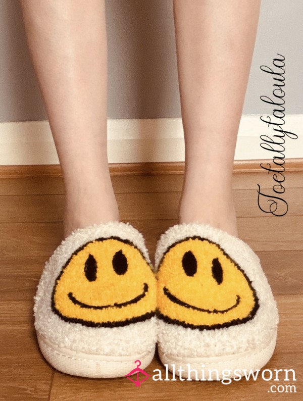 Smiley Face Slippers Size 3 Well Worn