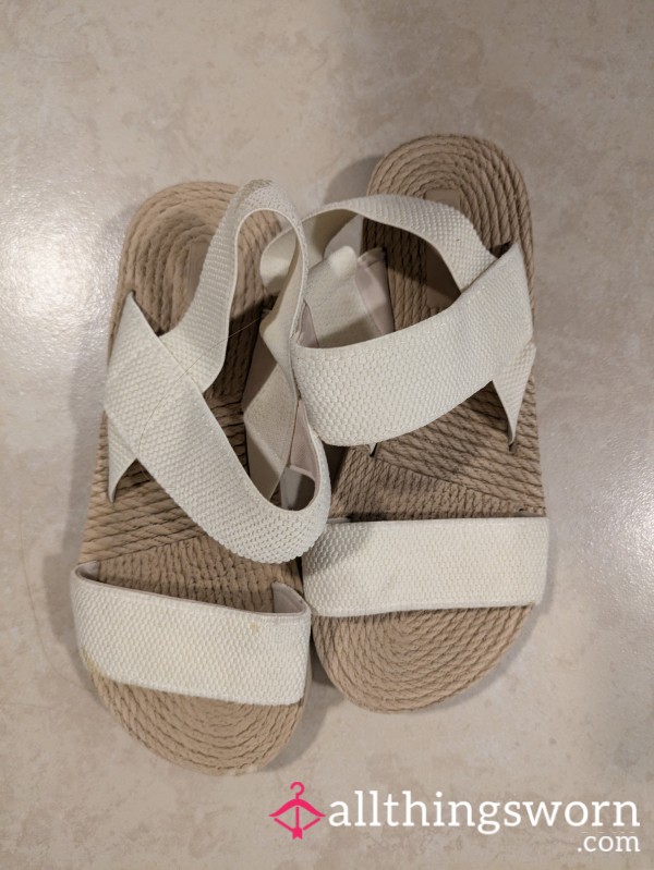 Well Used White Strappy Sandals