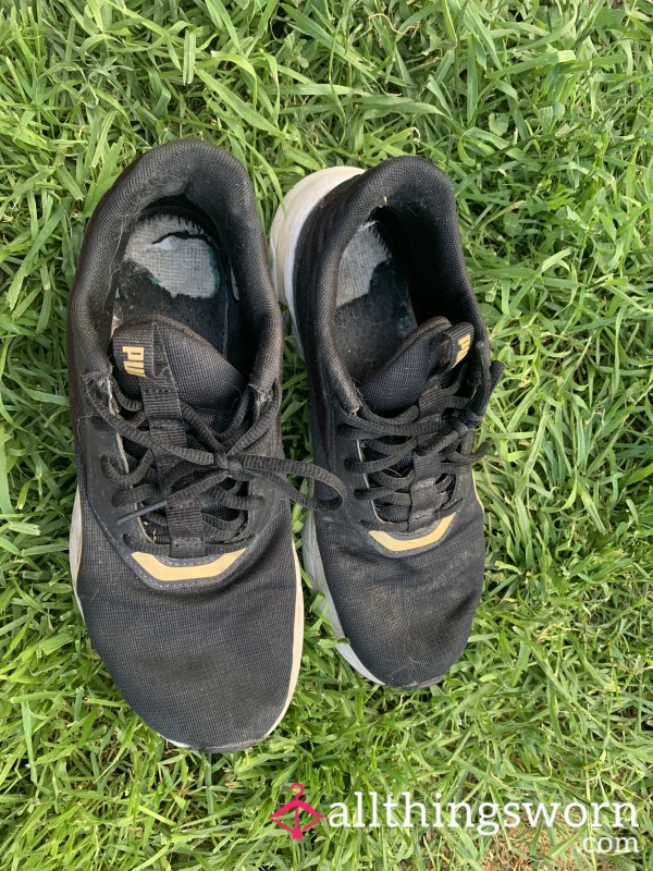 Well Used Work Sneakers Size 9 (black And Gold)