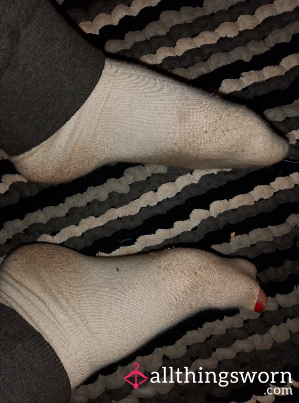 Well Worn White Ankle Socks