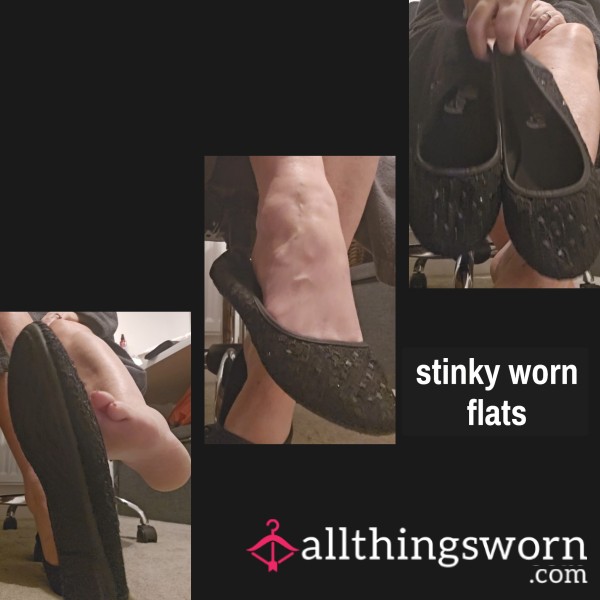 Well-Worn 6-Month Stinky Teaching Flats – Sweaty Barefoot Worn, Scuffed & Strongly Scented 👣