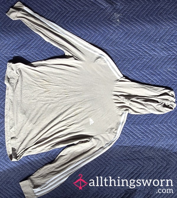Well-Worn Adidas Lightweight Beige Hoodie - Size XL - Plus Size Redhead