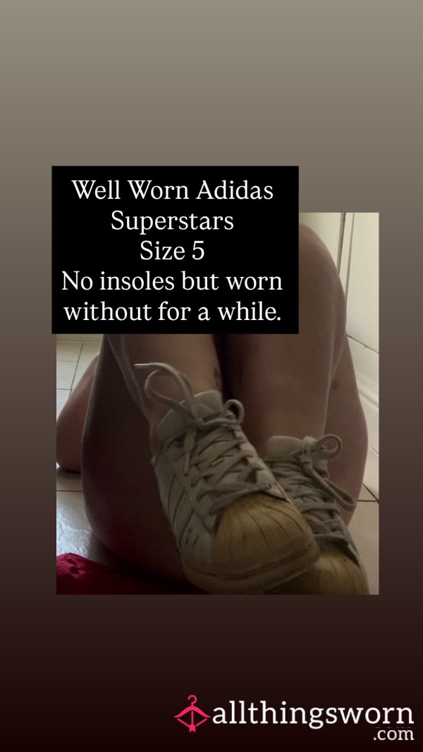Well Worn Adidas Size 5 - No Insoles- Musky Smelling