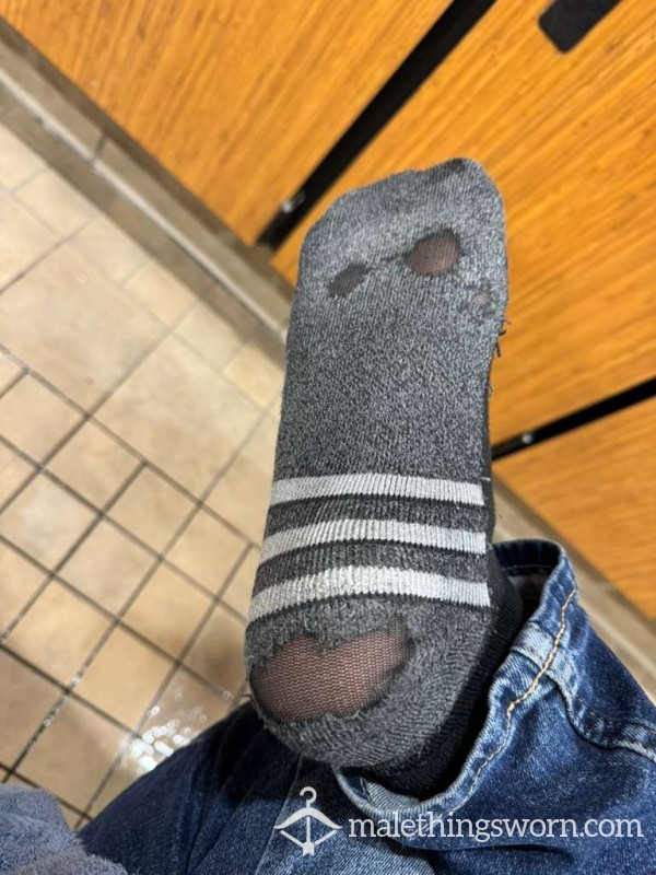 Well-worn Adidas Socks. Threadbare