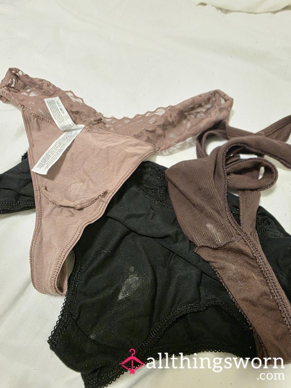 Well Worn And Creamy Thongs