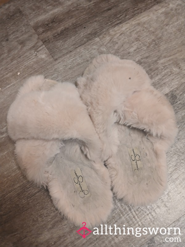 WELL Worn And Loved Pink Fuzzy Slippers