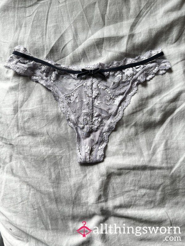Ripped Victoria’s Secret Lavender Lace Thong, Very Well-Worn And Loved - Size XS