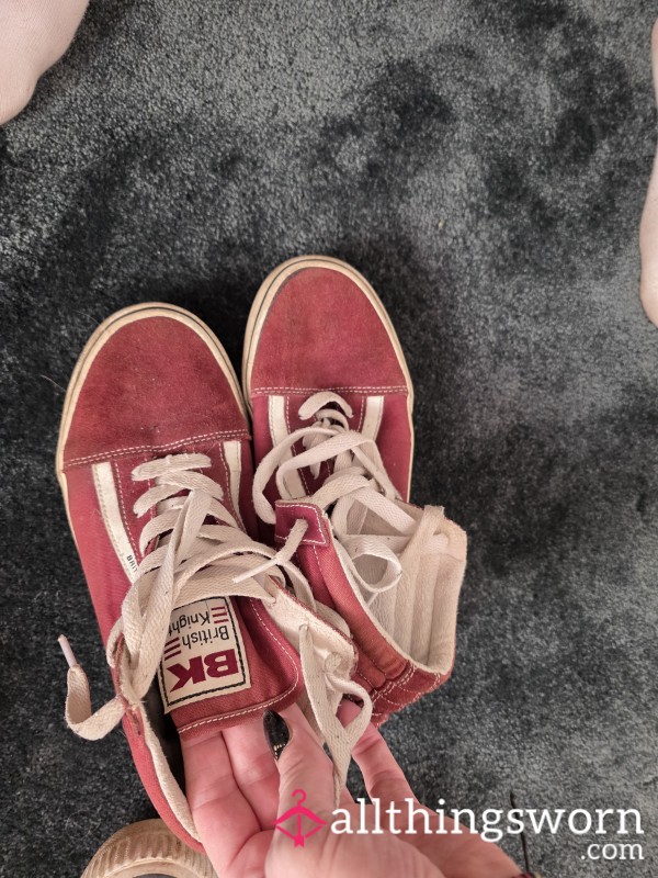 Well Worn And Stinking Dark Red BK Trainers - I Have Worn These Trainers For Over 2yrs These Are A Favourite Pair Of Mine They Absolutely Stink! Ready To Post!!
