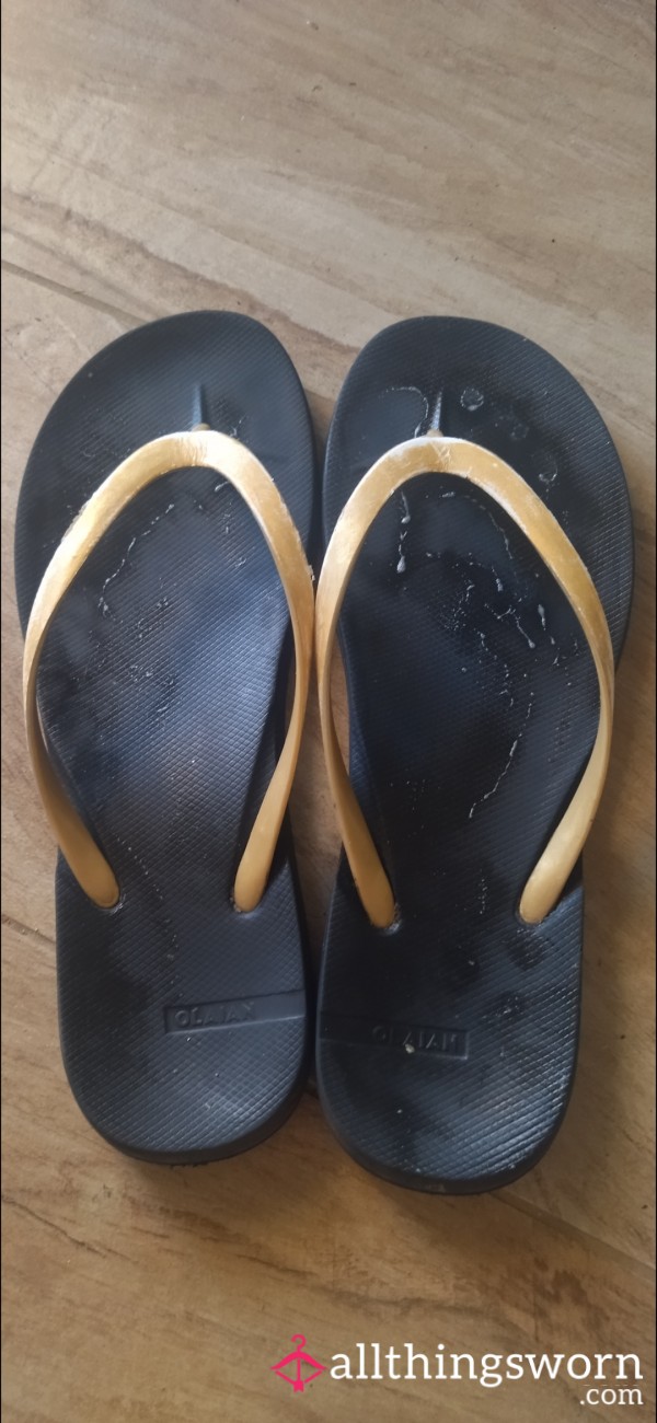 Well Worn And Sweat Flip Flops