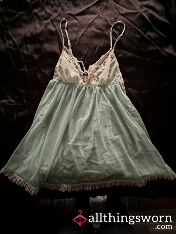 Well Worn Aqua Lace Babydoll – Vintage Victoria Secret