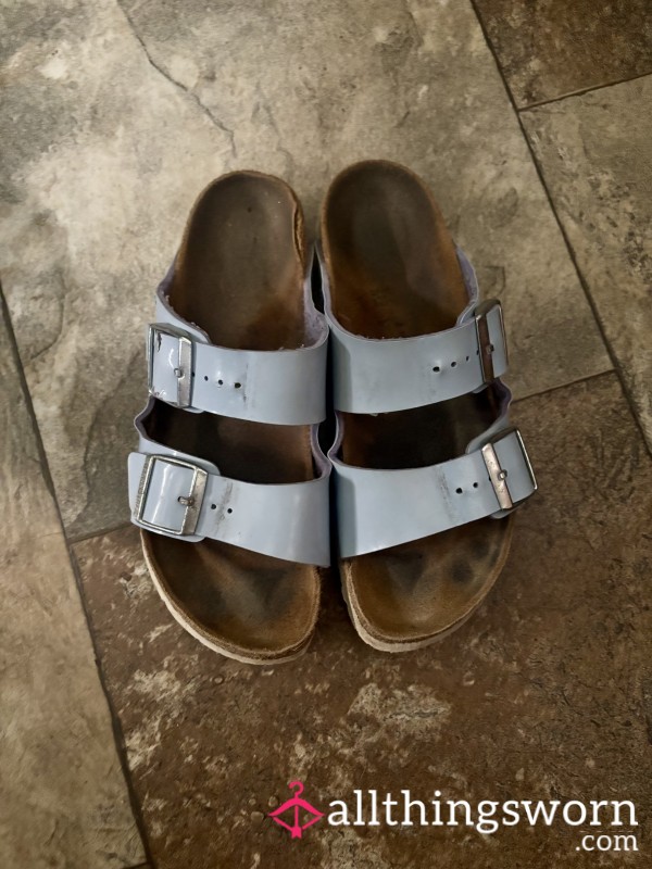 Well Worn Baby Blue Birkenstocks Sandals