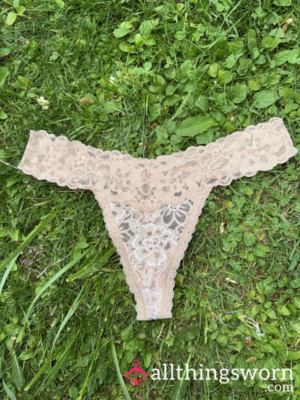 Well-Worn Beige VS Lace Thong