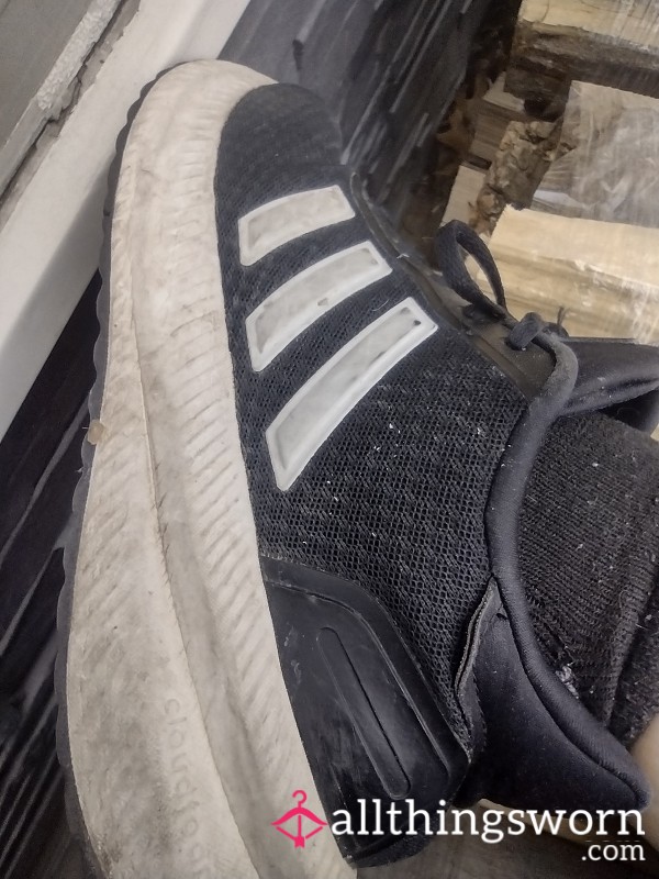 Well-Worn Black Adidas Sneakers – Heavy Work Wear 👟💦