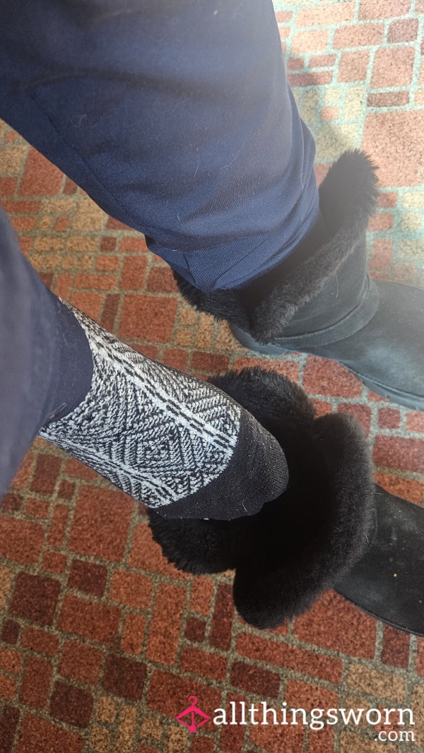 Well Worn Black And White Triangle Pattern Socks