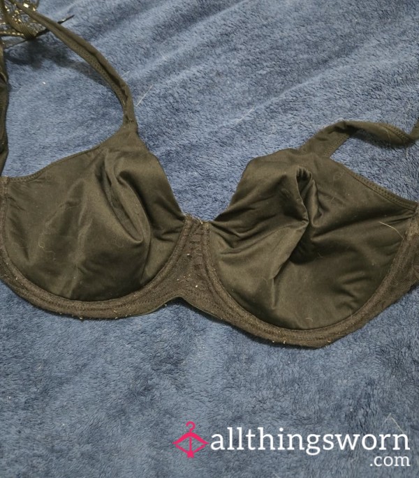 Well-Worn Black Bra – Shift Sweat From A Curvy Nurse (One Final Wear)