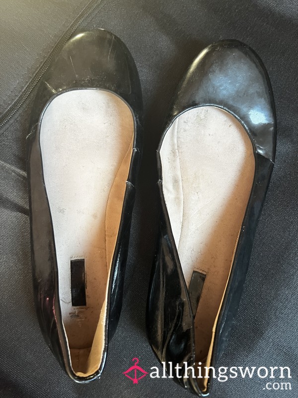 Well Worn Black Dirty Ballet Work Flat Shoes