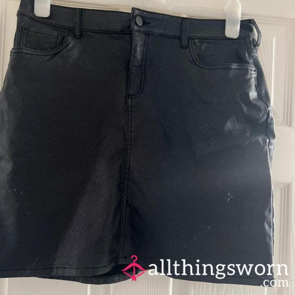 Well Worn Black Fake Leather Mini Skirt