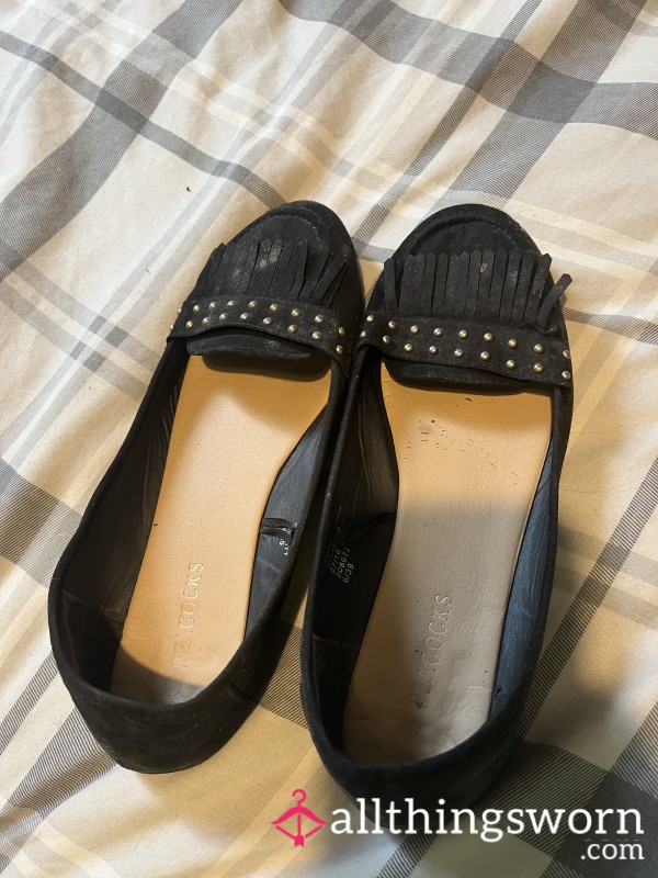 Well Worn Black Flat Shoes