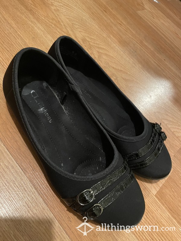 Well Worn Black Flats