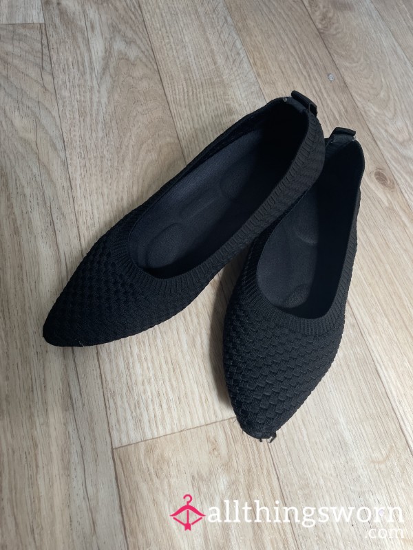 Scented Black Foam Sole Pointed Ballerina Pump Flat Shoes  Size 3