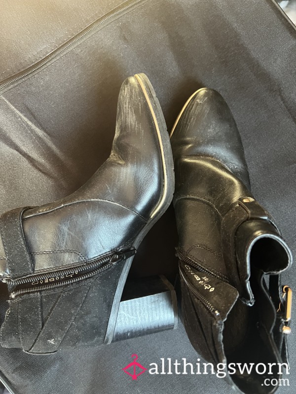Well Worn Black High Heel Boots