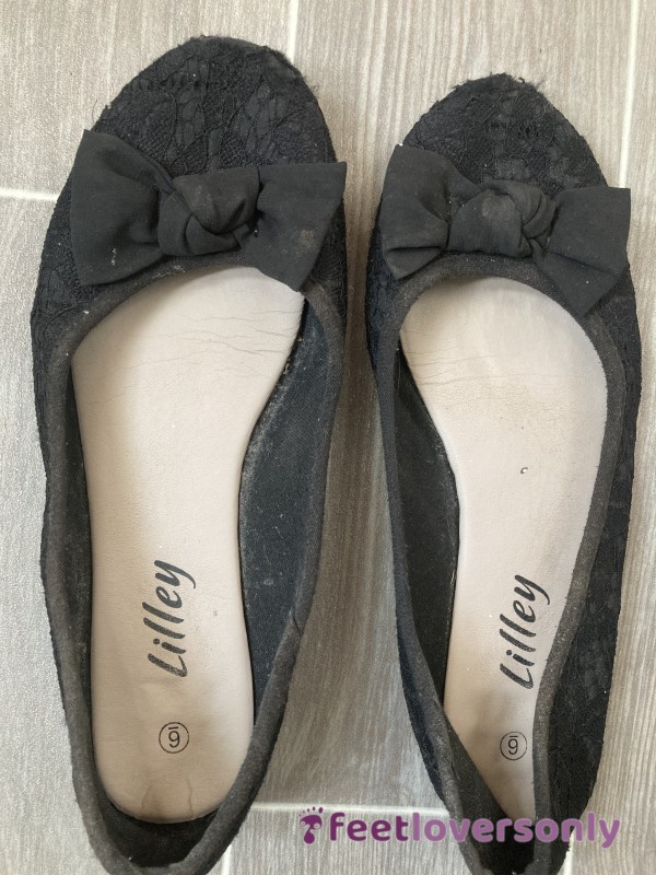Well Worn Black Lace Flats