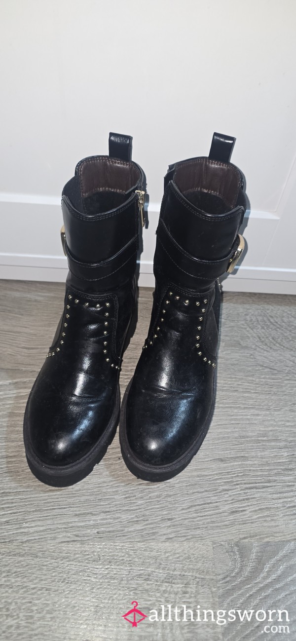 Well Worn Black Leather Boots