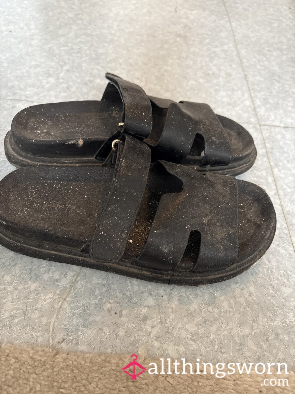 Well Worn Black Sliders For The Open Toe Lovers