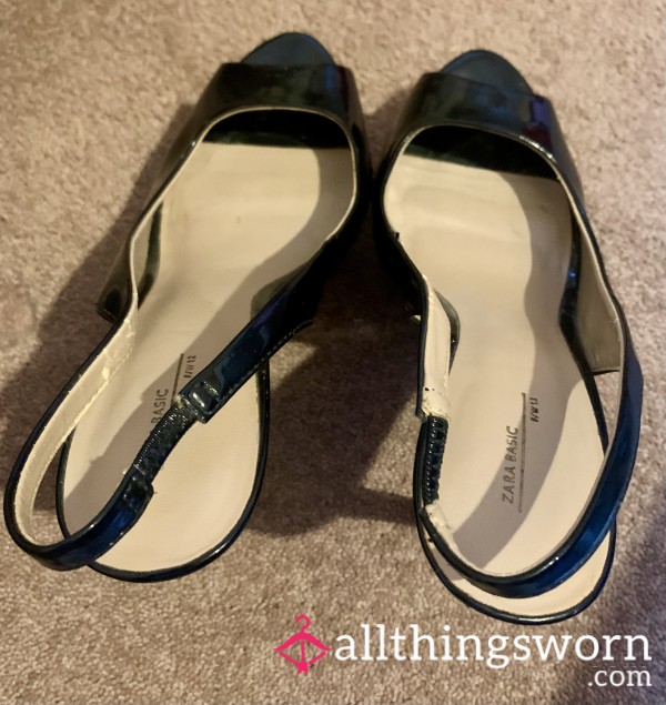 Well Worn Black Slingback Heels