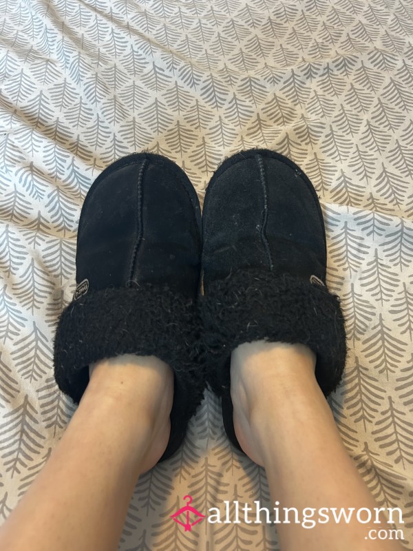 Well Worn Black Slippers
