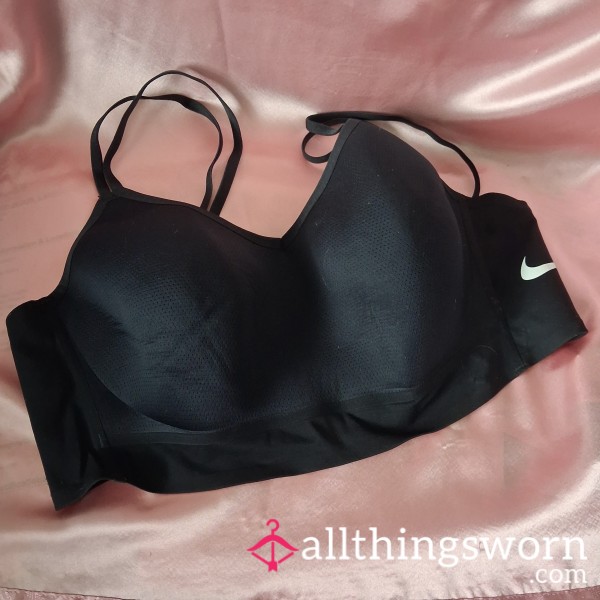 Well Worn Black Sports Bra NIKE Beach Runner