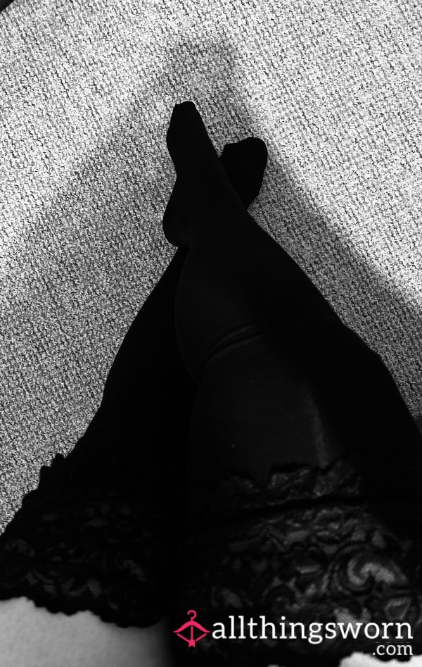 Well-Worn Black Hold Ups. – Soft, Shaped & Genuinely Used 🖤