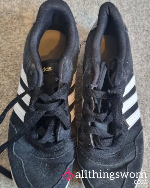 Well-Worn Black Suede Adidas Trainers