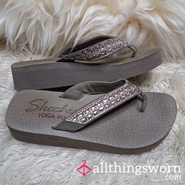 Well Worn Sketchers Bling Thong Flip Flops + FREE NAUGHTY GIFT