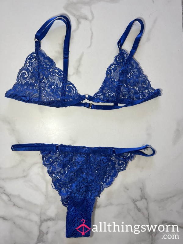 Well-Worn Blue Lace Lingerie Set (XS)