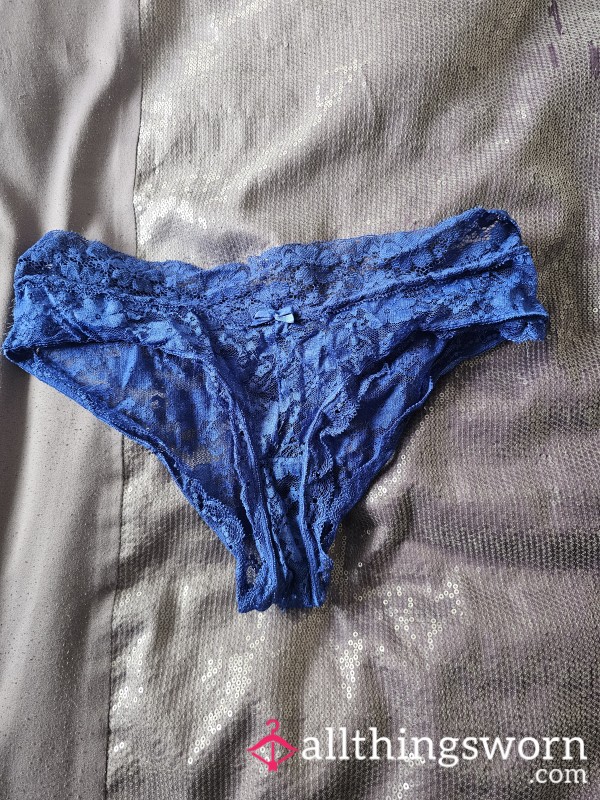 Well Worn Boux Avenue Blue Lacey Panties Uk 8