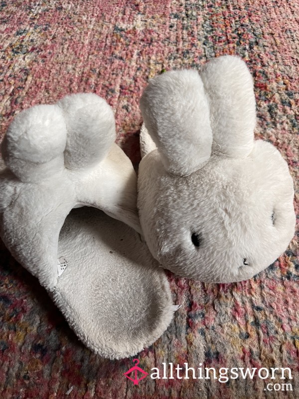 Well Worn Bunny Slippers - Leaving The Site Soon So Would Love To See Them Go To A Happy Home X
