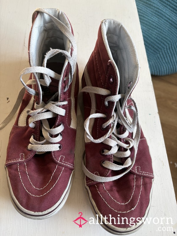 Well Worn Burgundy Vans High Top Size 6