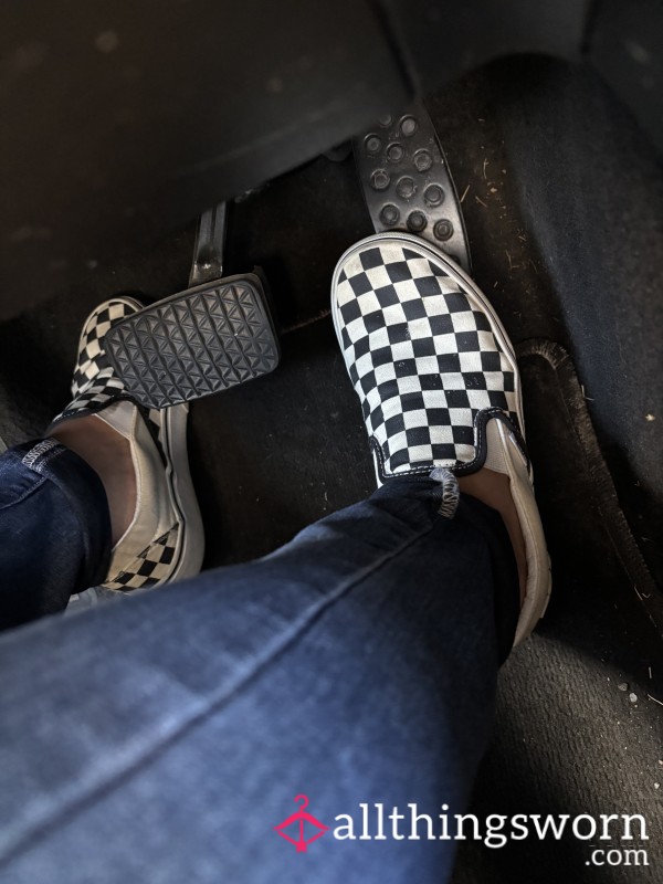 Well Worn Checkered Vans In My Feet Now!