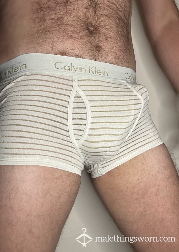 Well Worn CK Boxers. Destroyed By A** And Squats
