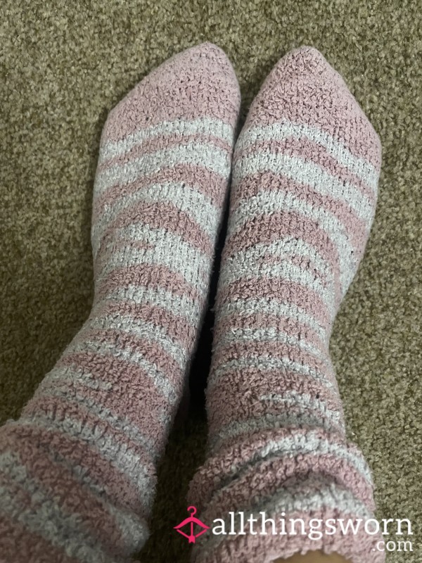 Well Worn Cute Stripey Fluffy Socks 🧦 A MUST When It’s This Cold 🥶😜