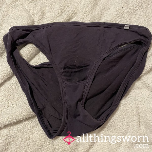 Well-worn Dark Purple Thong Panties