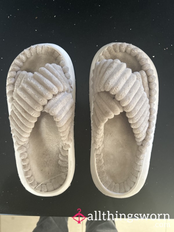 Well Worn, Dirty And Smelly Open Toe Slippers