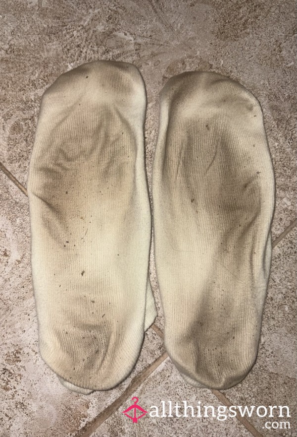 🔥 WELL WORN ‼️ DIRTY WHITE SOCKS 👣🧦🩶